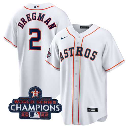 Men%27s Houston Astros #2 Alex Bregman White 2022 World Series Champions Home Stitched Baseball Jersey->houston astros->MLB Jersey